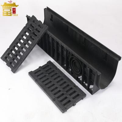 Outdoor Rainwater Plastic Drainage Channel with HDPE Mesh Grate Covering