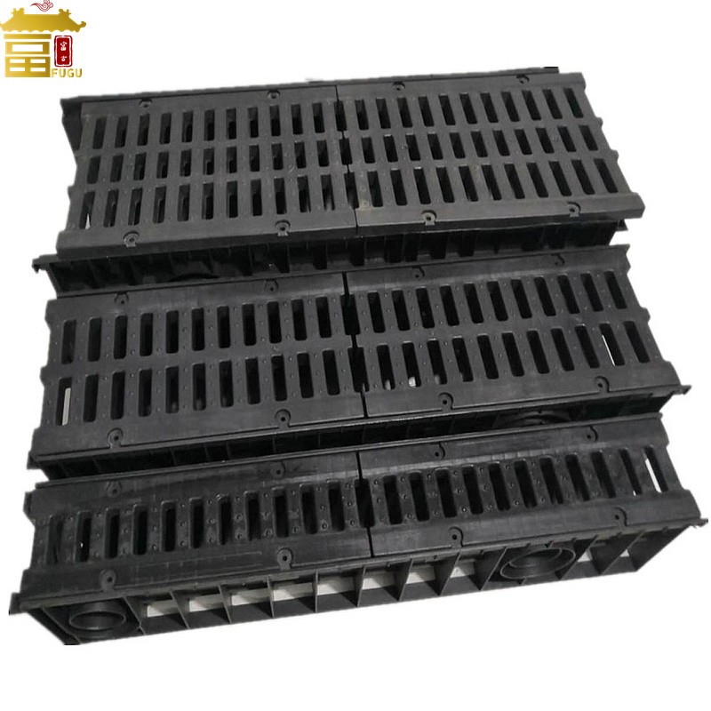Outdoor Rainwater Plastic Drainage Channel with HDPE Mesh Grate Covering
